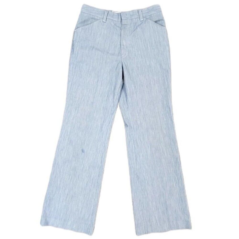 Vintage 70s TOBIAS Trousers 30X30 Blue White Pinstripe Pants Slacks High Waisted